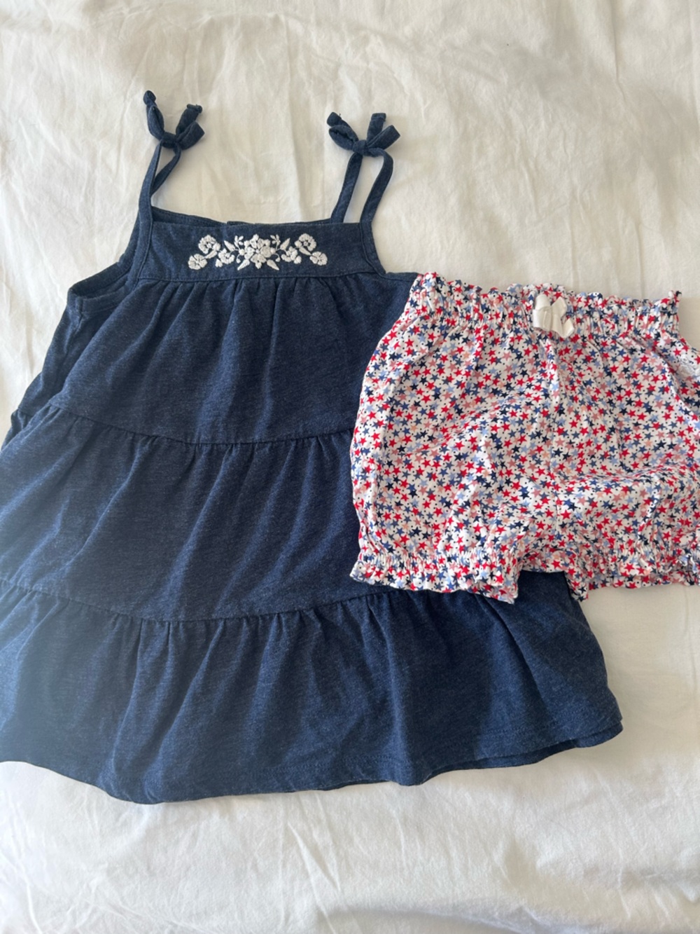 Gap Baby Summer Dress and Shorts Baby Girl 12-18 Months Patriotic Blue